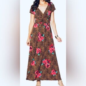 Brand: Iman, size M, long dress, striped with flowers.